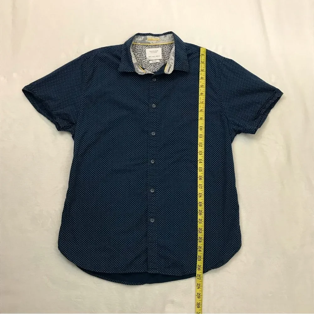 Cactus Man Ricky Singh Slim Fit Men's Large Navy Blue Button Up Tee Short Sleeve